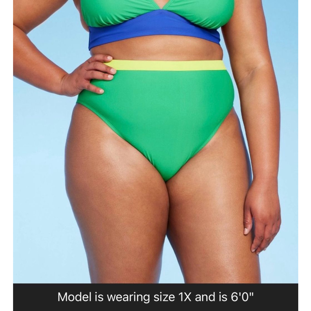 Women's Wild Fable Green High Waist Bikini Bottom - 3X